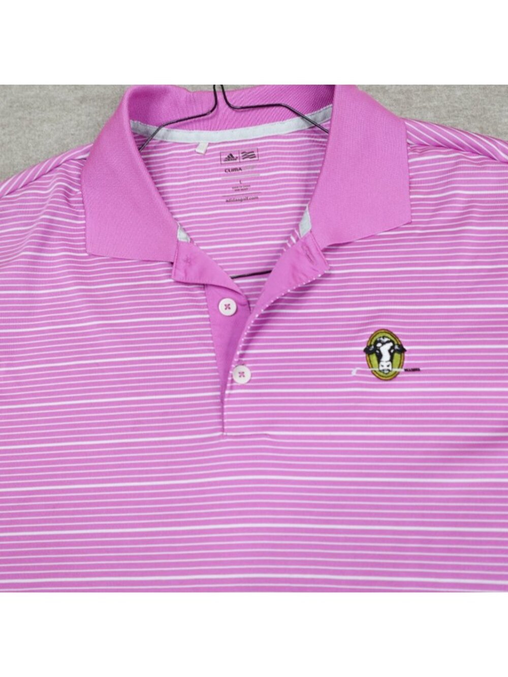 Adidas Polo Shirt Large Purple Striped Stonewall Club